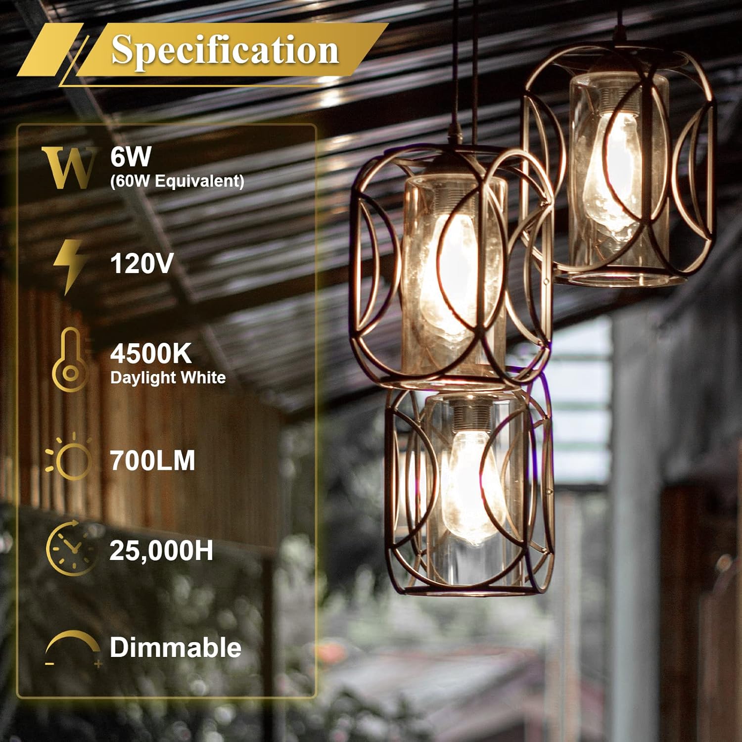 Soft White LED Vintage Filament Bulbs, Pack of 6
