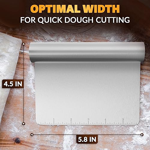Miniatura 2 de Rascador de banco de cocina – Herramienta raspadora multiusos de repostería con escala de medición, herramienta de corte de masa de pizza y pan,