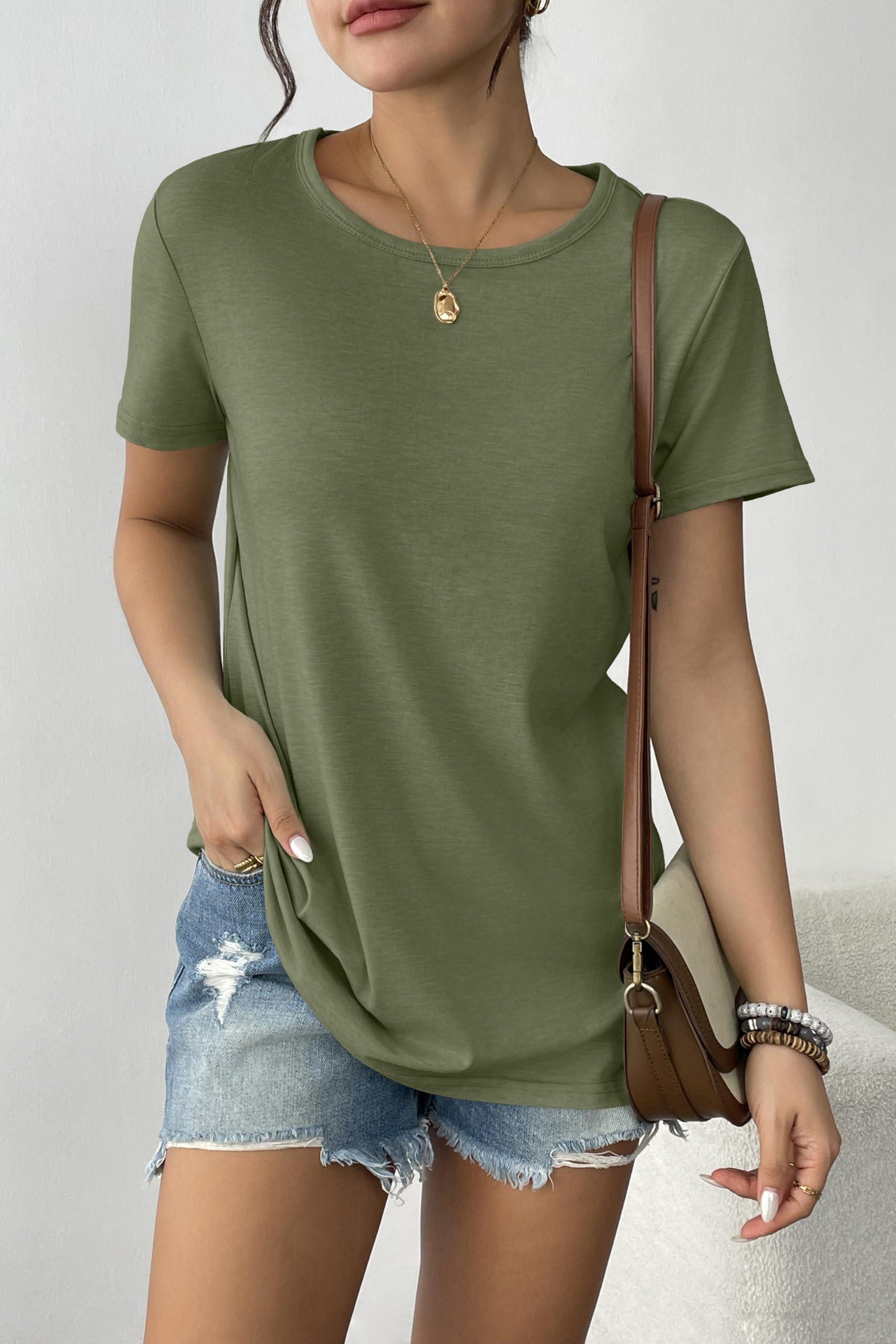 Lot de 3 t-shirts basiques à manches courtes et col rond pour femme