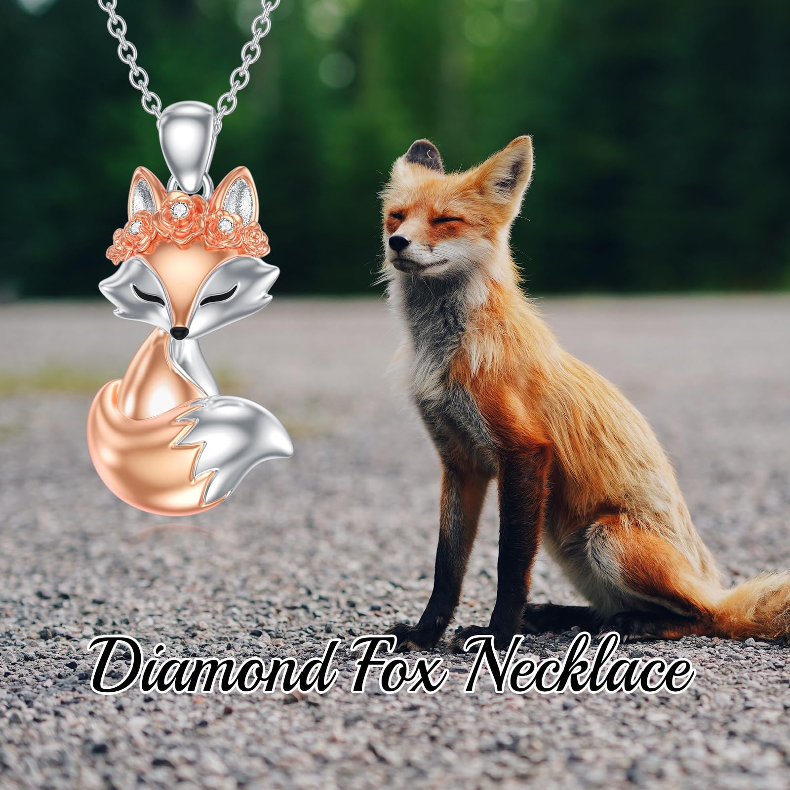 Diamant Fuchs Kette für Damen 925 Sterling Silber Fox Anhänger Halskette mit Lab-Grown Diamant Schmuck Geschenke