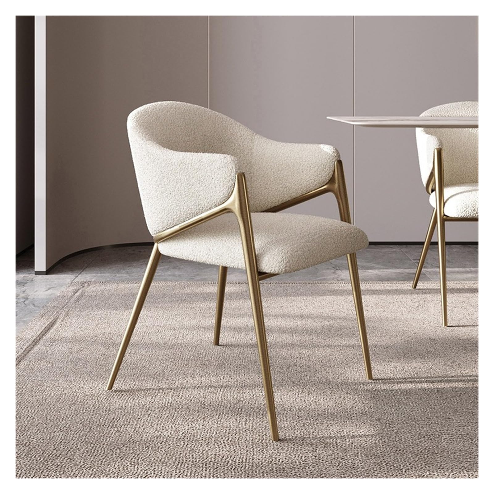 Chaise de Cuisine Chaises d'appoint, chaises de Salle à Manger avec Dossier en tonneau et Pieds métal, fauteuils rembourrés Fausse Fourrure, Salon(Green)