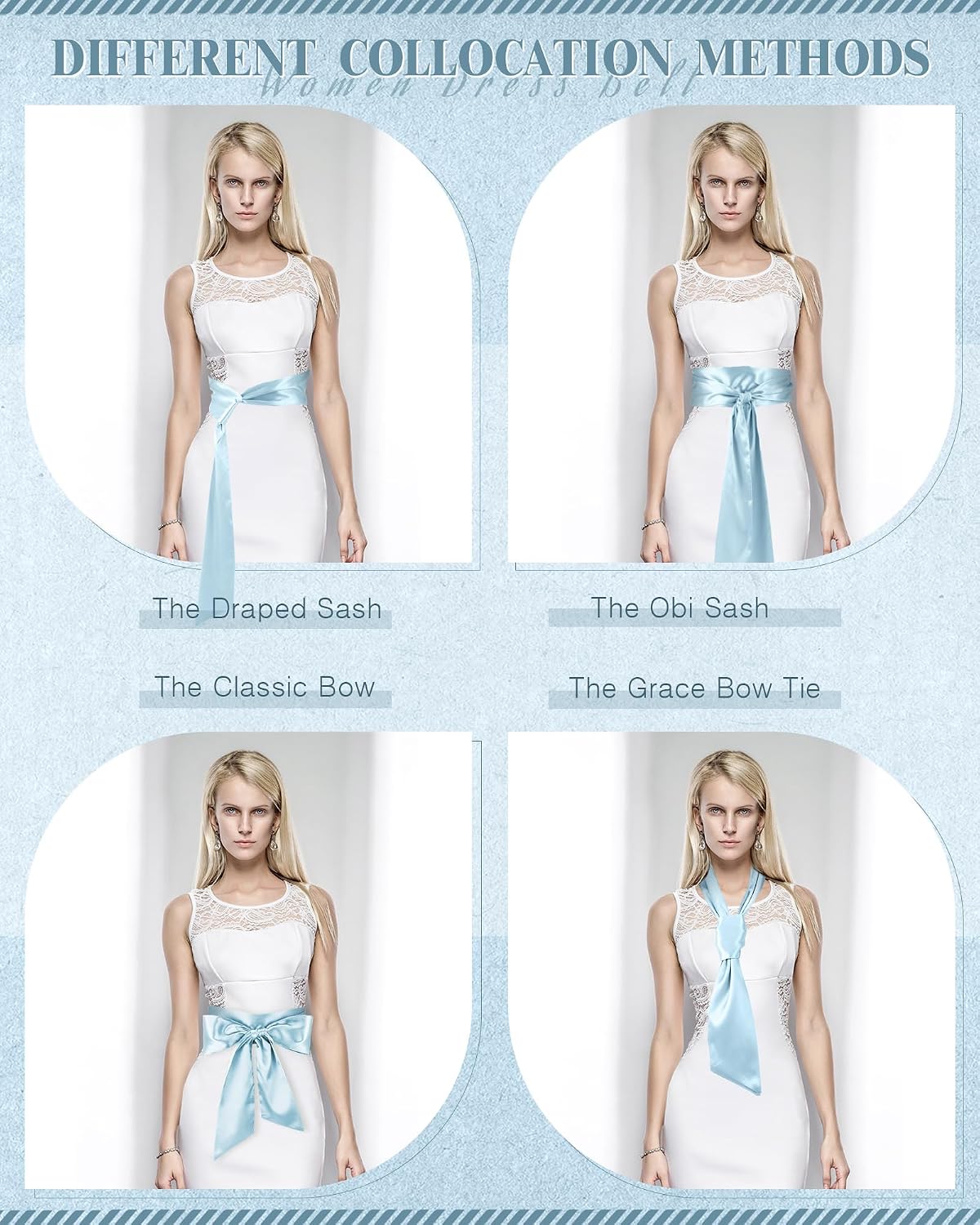Glitopper Women Satin Waist Belts Dress Sash Waist Belt for Special Occasion Bridal Wedding Prom Formal 3.5'' Wide