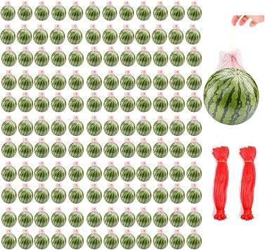 200pcs Watermelon Nets, Hammock Melon Nets for Trellis Vertical Garden Growing, 18inch for Garden, Honeydew Melon Mesh Bag with Drawstring