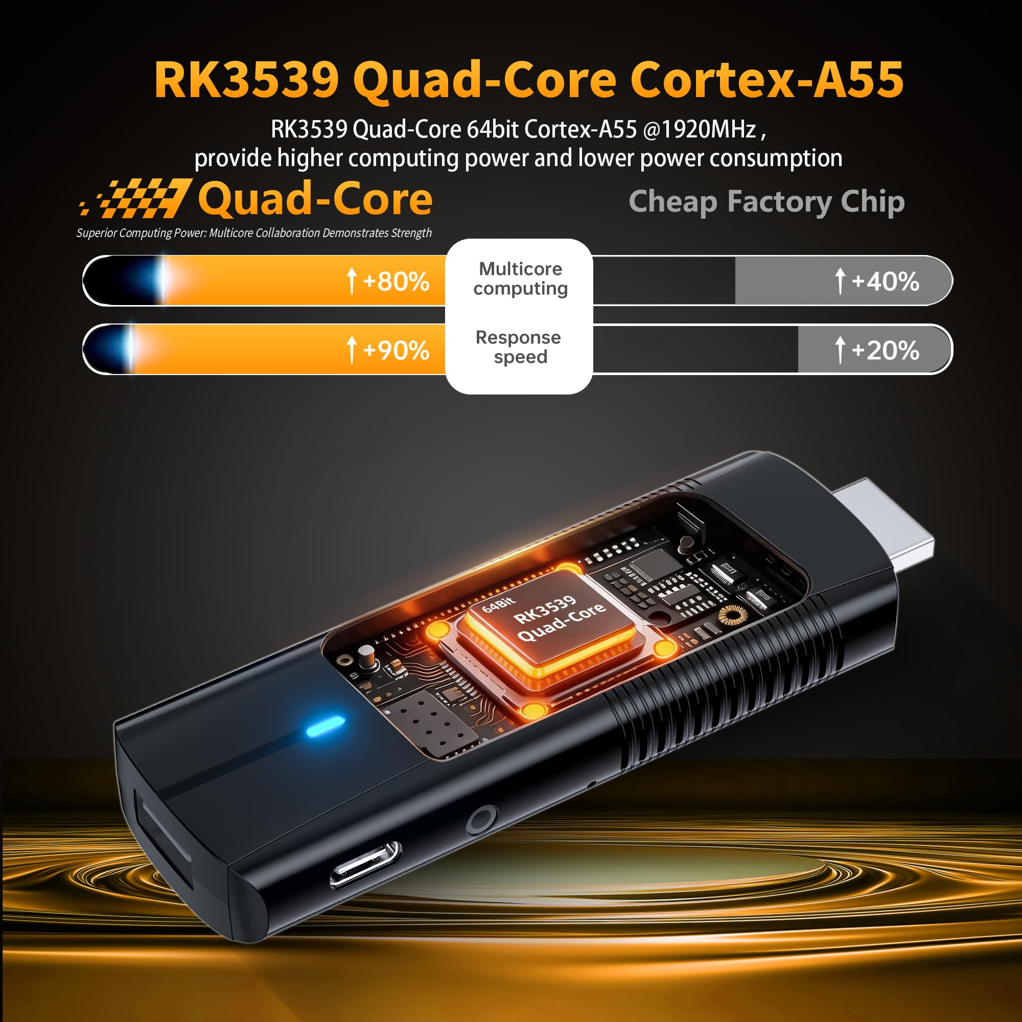 HS89 T15 Smart TV Stick Android 14 4K Ultra HD, 2GB RAM 16G ROM RK3539 WiFi 6 Bluetooth 5.4 HDR10+, TV Stick Box Android 14.0 con Assistente Telecomando Vocale, Dispositivo di Streaming Intelligente