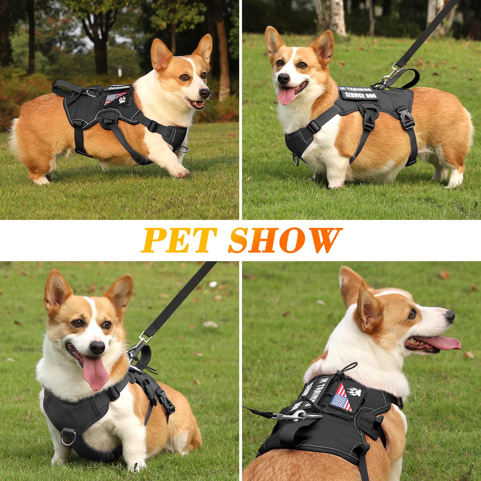 VOOPET Escape Proof Dog Harness, Soft Padded Full Body Pet Harness, Reflective No Pull Dog Harness with Handle and 2 Leash Clips for Medium Dogs Walking Hiking Training (Black,M) - image 7