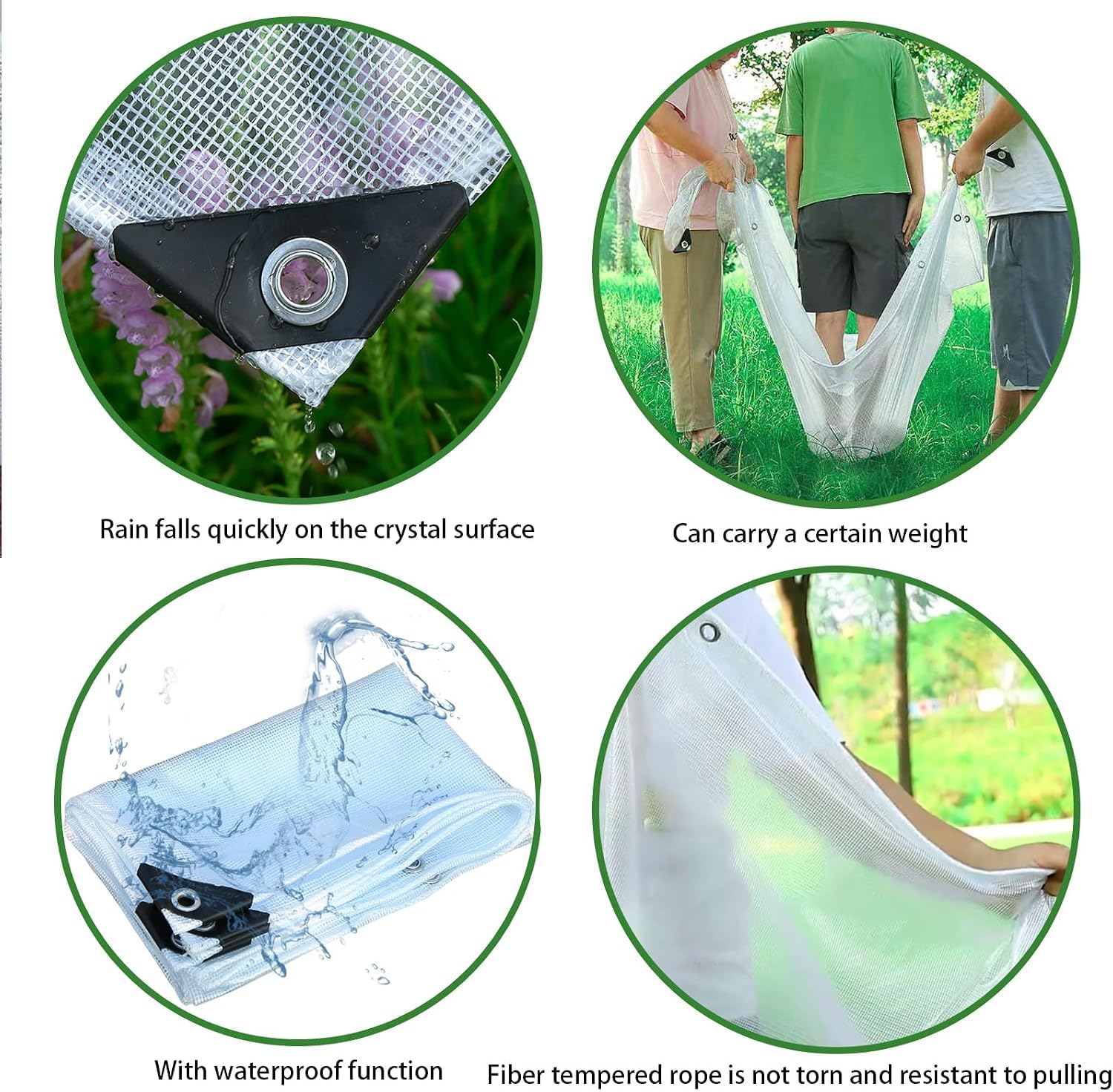 Tarpaulin with Eyelets, Waterproof, Fabric, 220 g/m², All-Purpose, Tear-Resistant, UV Stabilised, Mould-Resistant, 1.6 m x 3.2 m, Weiß