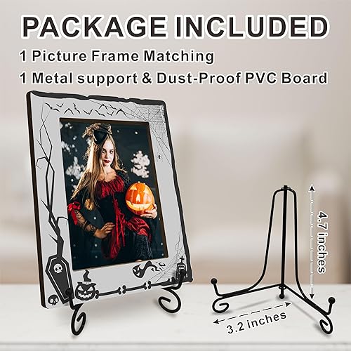 Miniatura 2 de Marco de fotos de madera de Halloween - Bats & boo - Marco decorativo para foto de 4 x 6 pulgadas, regalos de Halloween, regalo espeluznante para
