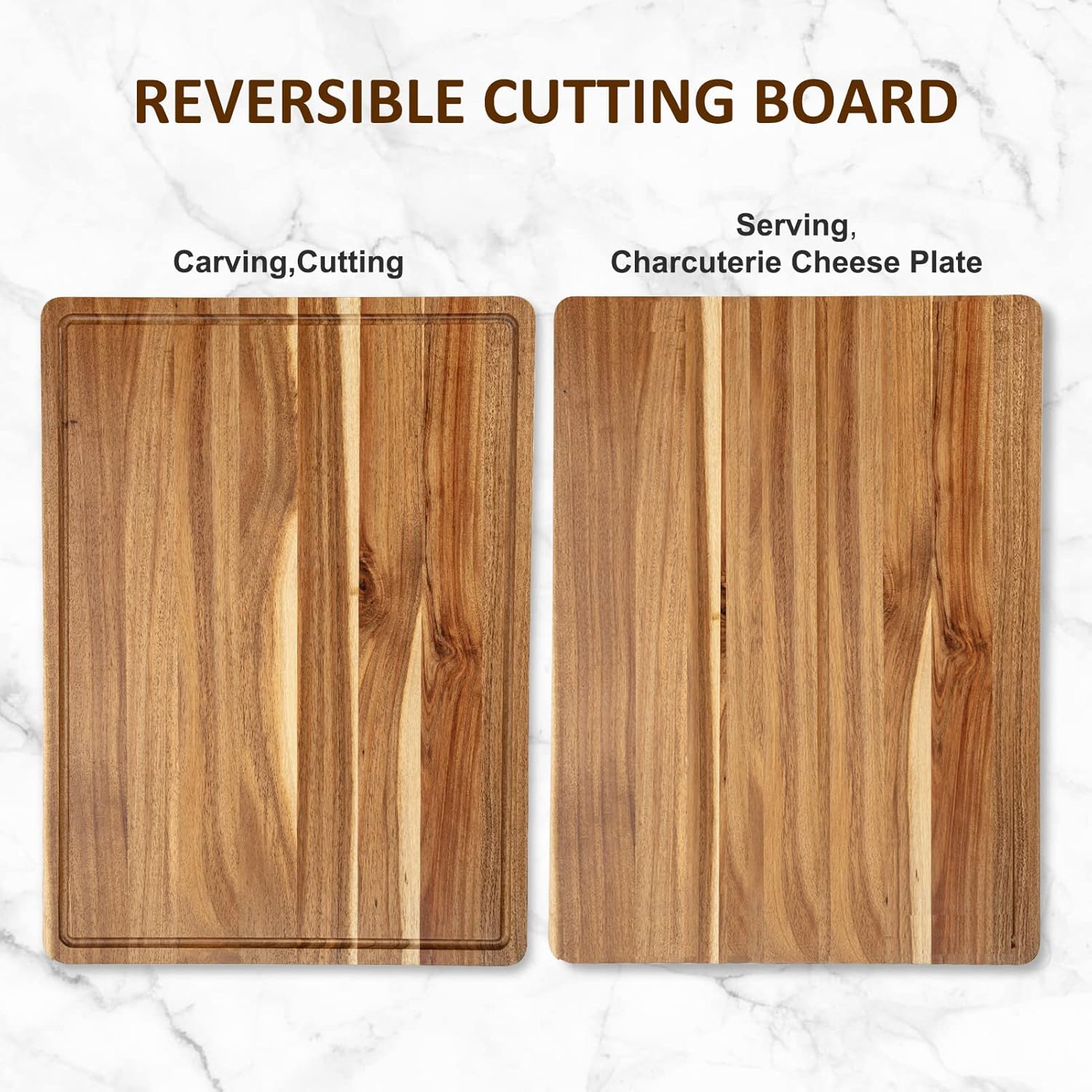 Garvee Extra Large Cutting Board for Kitchen, 24 in x 18 in Acacia Wood Thick Chooping Board with Deep Juice Groove, Large Butcher Block for Meat Fruits Vegetables Turkey - Image 3