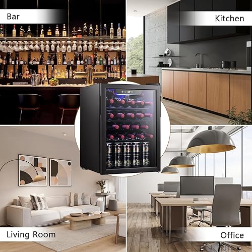 Miniatura 7 de Antarctic Star Refrigerador de vinobodega de 2.6 pies cúbicos para vino, cerveza, soda, puerta frontal de vidrio transparente, pantalla táctil