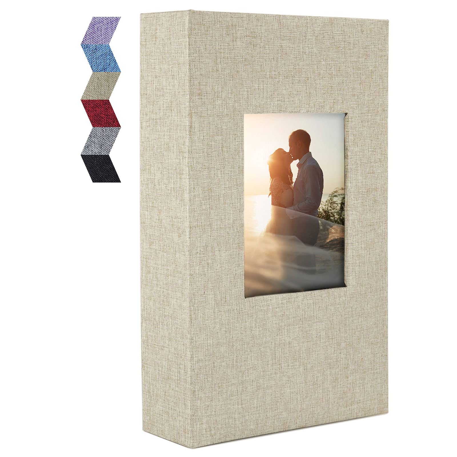 Vienrose 6x4 Photo Albums Slip in for 300 Photos Linen Cover Black Pages Photo Books Large Capacity Picture Albums for Valentine Wedding Christmas Birthday