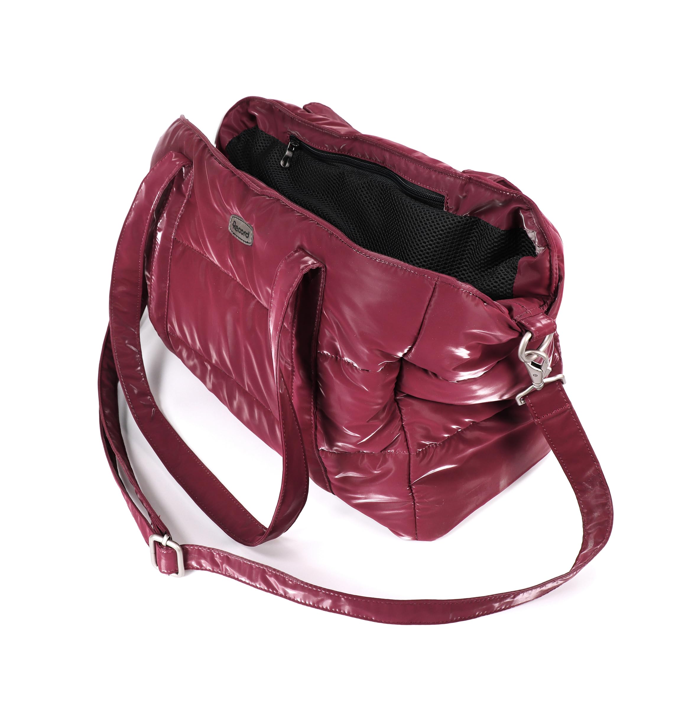 Record - Borsa trasportino Subzero per cani e gatti. Traportino per Cani in poliestere resistente con effetto cangiante. Tracolla removibile, fondo e tasca interna con zip | Rosso, 42,5 x 20 x 29 cm