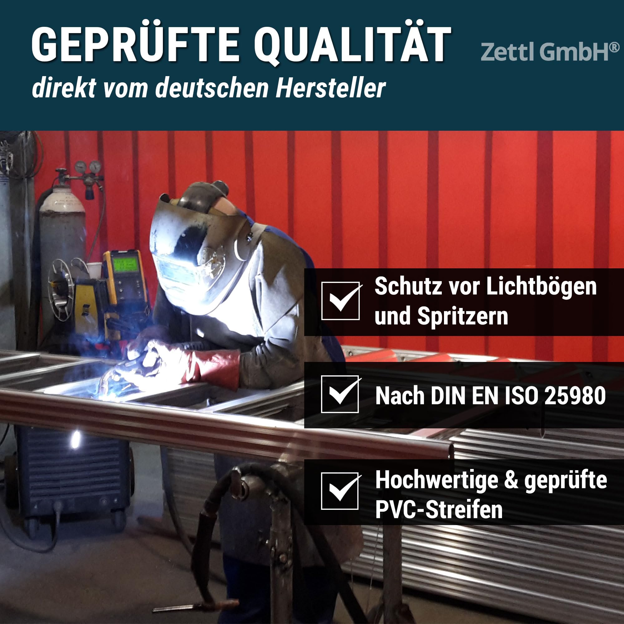 Zettl GmbH rideau lanières PVC soudage, ISO 25980, HxL: 4,00x2,25m