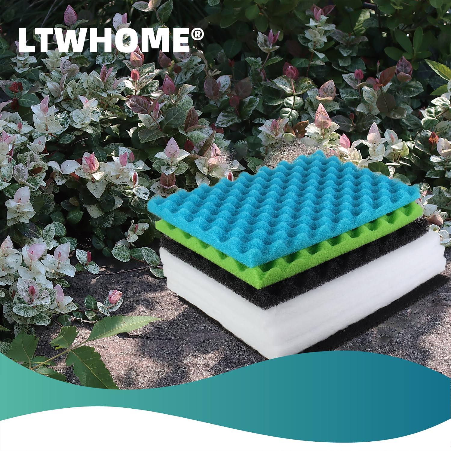 LTWHOME Value Pack of Large DIY Poly Coarse Fine Foam Filter Pads Set for Aquarium Pond(Pack of 7)