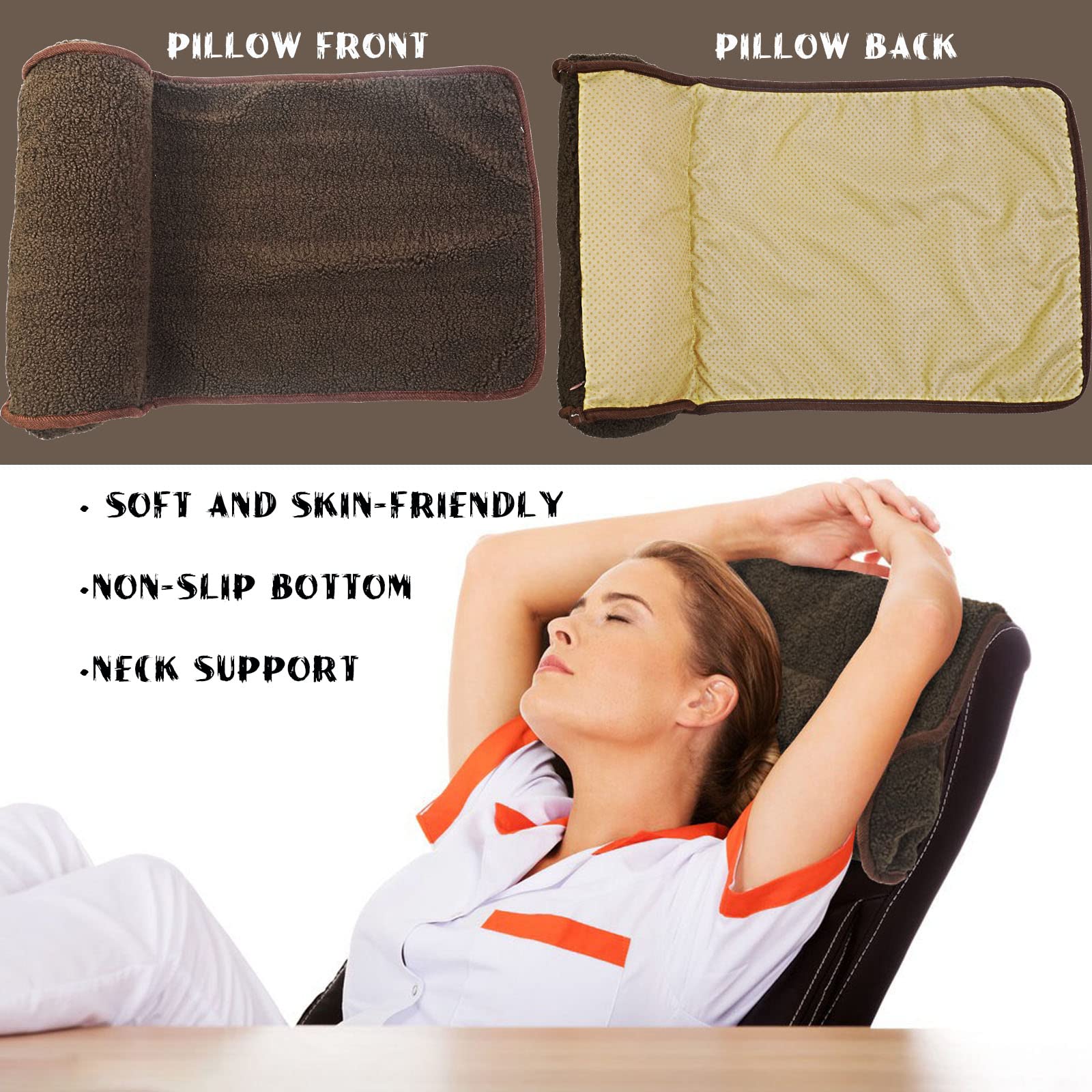 S-SNAIL-OO Almohada cervical para sillón reclinable (22 x 14 pulgadas),  rollo de cuello de lana ajustable, cojín antideslizante para reposacabezas  y