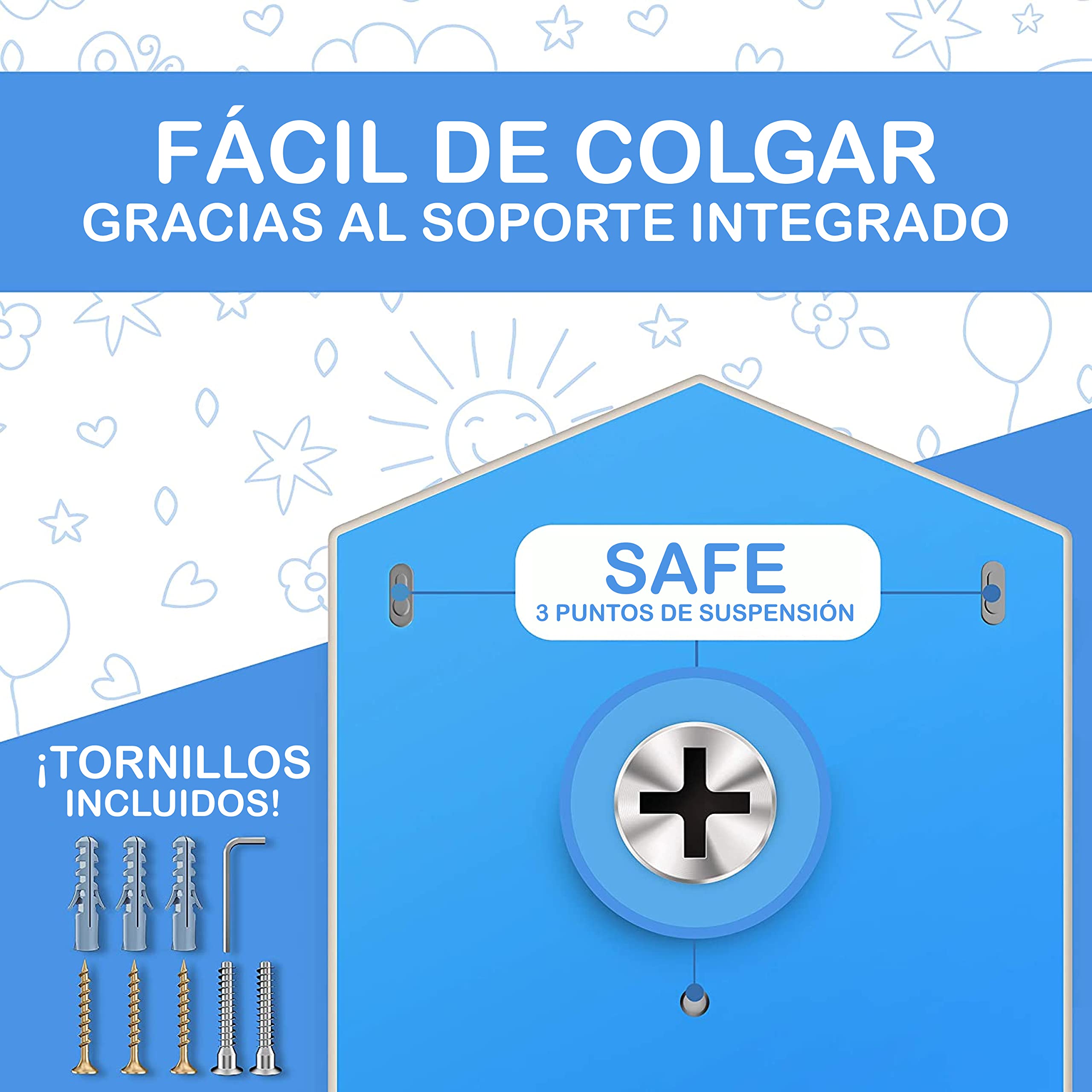 Estantería para tonies y tonies [el original] – Estantería para cajas de tonies y hasta 52 tonies – Estantería magnética de pared para tonies – 4 compatible con caja Toniebox (azul)