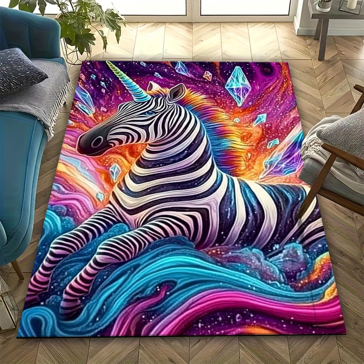 Tapis de sol zèbre 3D antidérapant grand confort pour balcon et terrasse