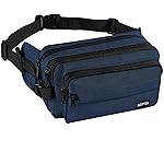 AGPTEK Fanny Pack for Women Men, RFID Large Capacity Waist Wallet Bag, Adjustable & Waterproof Bum Belt Pouch for Travel, Running, Shopping, Hiking, Dog Walking, Cycling, Climbing-Dark Blue