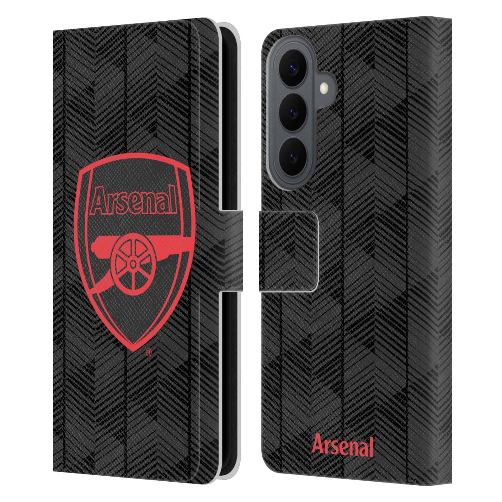 Head Case Designs Officially Licensed Arsenal FC Black Crest and Gunners Logo Leather Wallet Case Compatible With Samsung Galaxy S26 Plus โ image 1