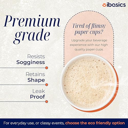 Miniatura 2 de Tazas de café de papel de 16 onzas caja de 100 tazas calientes grandes desechables  Taza de papel blanco duradera para bebidas  Perfecto para el