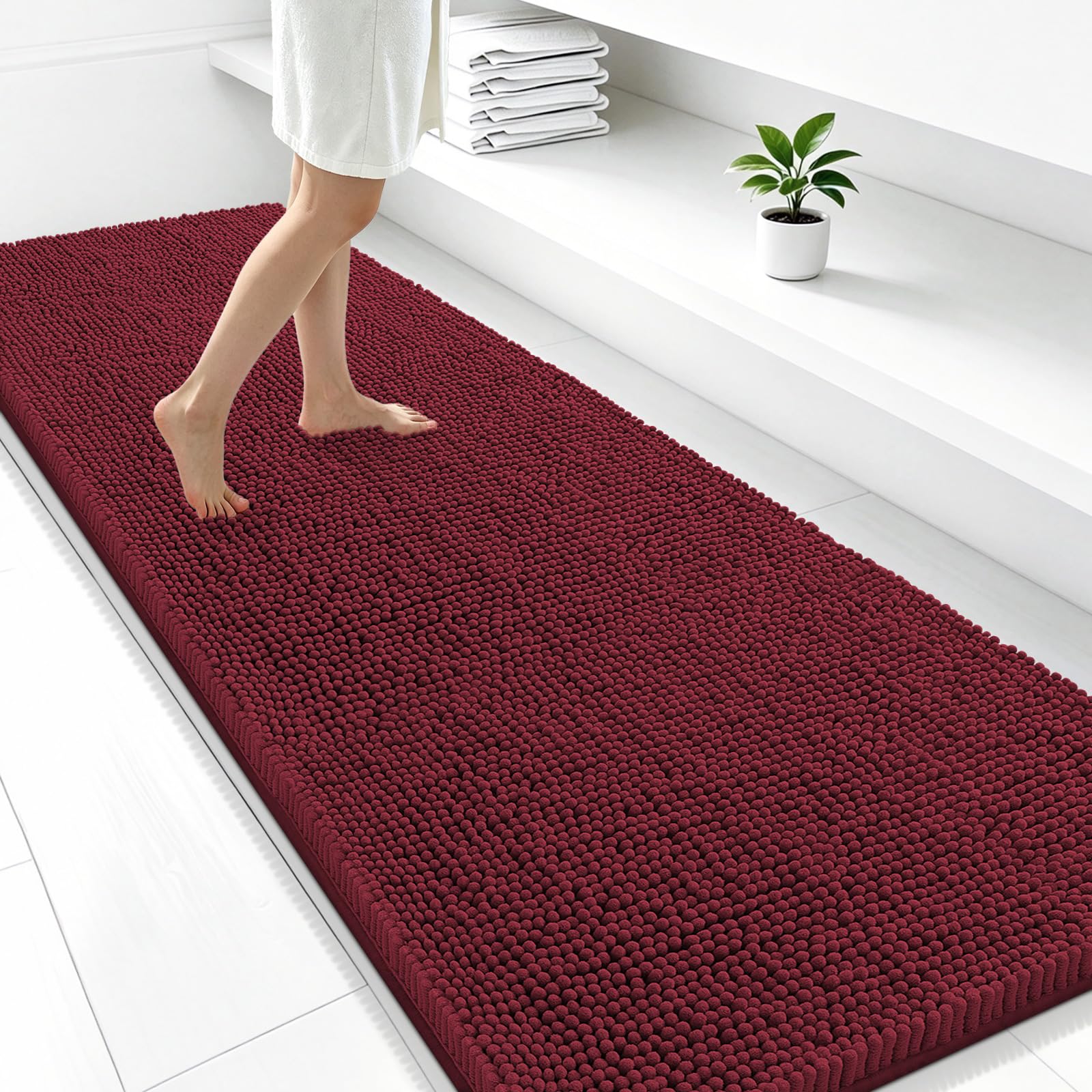 Smiry Bathroom Rugs 47X24, Luxury Chenille Extra Soft Absorbent Bath Mat