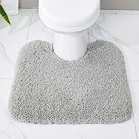 Vista 140 de Alfombra de inodoro blanca 22x24, antideslizante, esponjosa, alfombra de piso para baño en forma de U, lavable, alfombra de contorno para inodoro