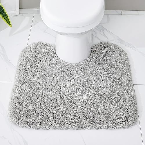 Miniatura 140 de Alfombra de inodoro blanca 22x24, antideslizante, esponjosa, alfombra de piso para baño en forma de U, lavable, alfombra de contorno para inodoro