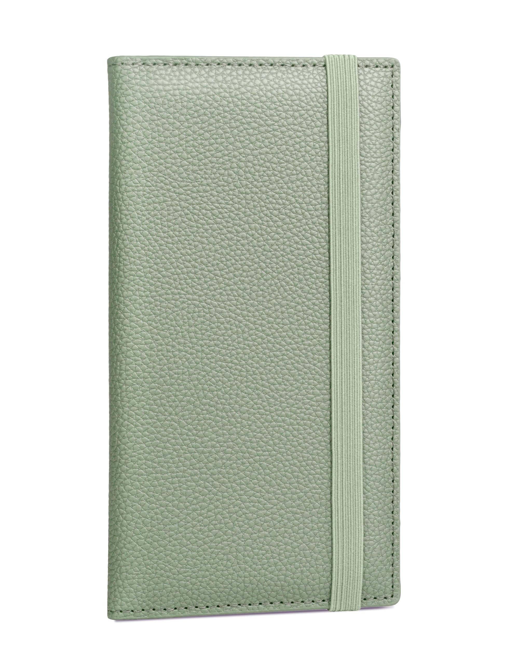 Yarnic Checkbook Cover for Personal Checkbook, Checkbook Holder with Pen Holder & Built-in Clear Plastic Divider for Duplicate Checks (Sage Green)