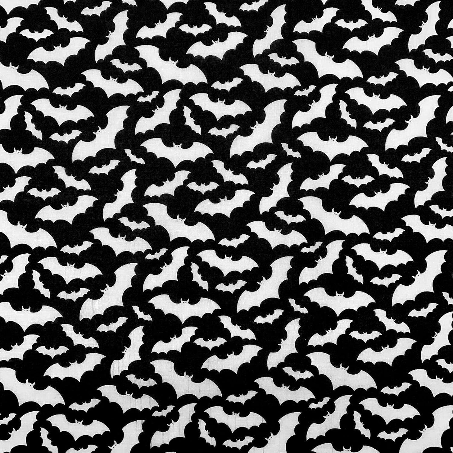 Oddies Textile Halloween Polycotton Fabric - Black & White Vampire Bat Print - Fabric Craft Material Metre
