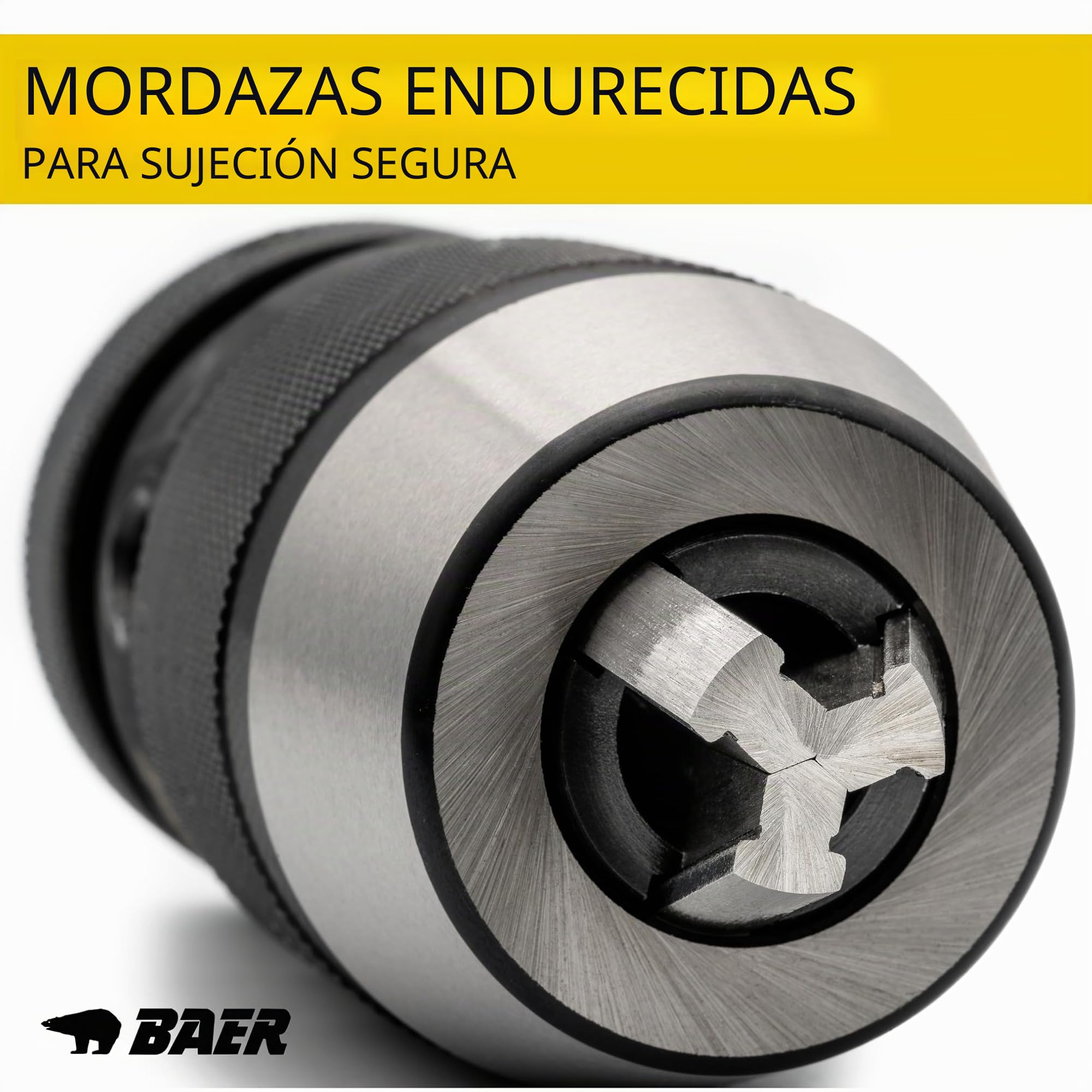 BaerCoil Portabrocas con accesorio de mandril cónico de 0,2 a 16 mm - Portabrocas sin llave - Taladro percutor - Cabezal de taladro - Incluye: Dr, llave hexagonal, portabrocas sin llave