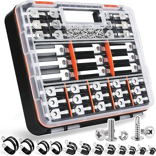 Miniatura 8 de Taiss Kit surtido de 270 abrazaderas de cable, abrazaderas de tubo de alambre aisladas de goma de acero inoxidable 304, 10 tamaños, abrazaderas