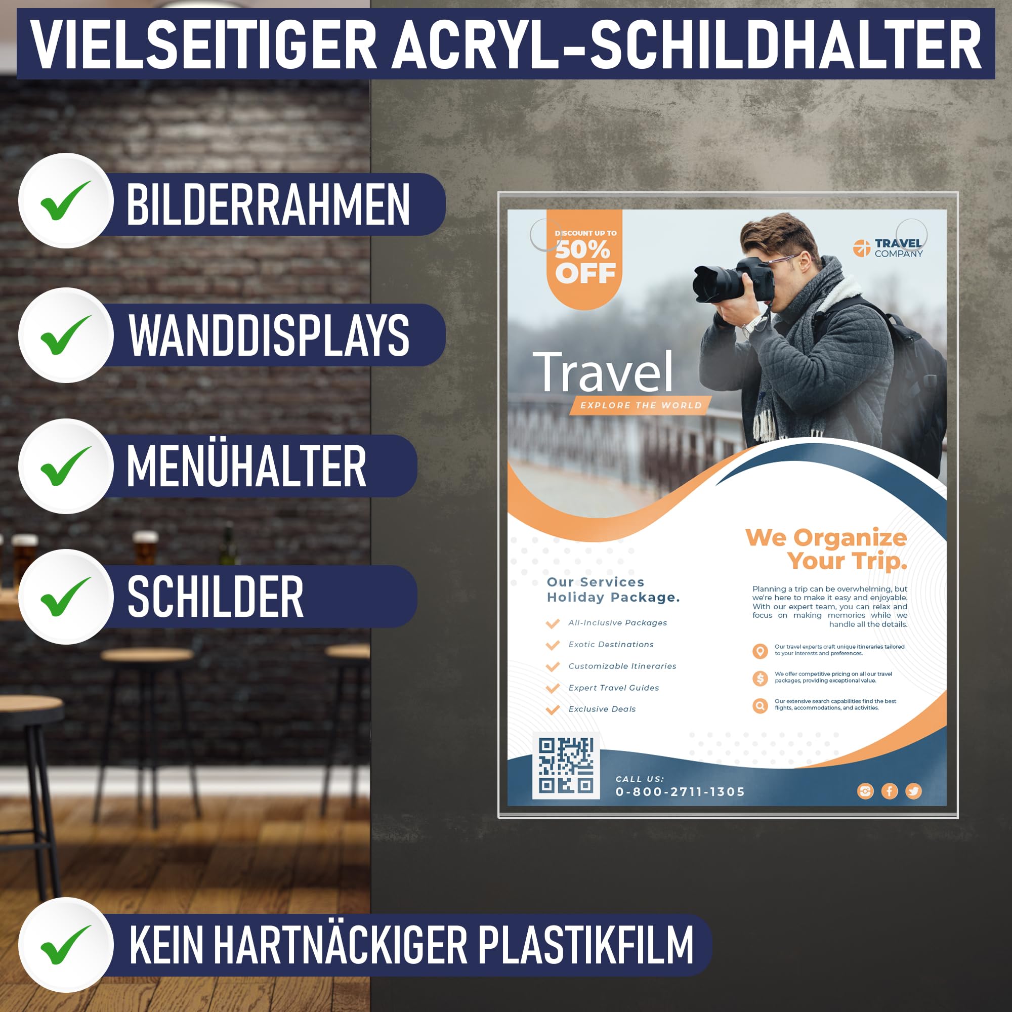 Acryl Schildhalter A4, 6 Stück, Transparenter Rahmen Papierhalter mit mehreren Befestigungsoptionen inklusive, Wandmontage Posterhalter, Kunststoff-Notiztafel für Zuhause, Büro (A4-6 Stück)