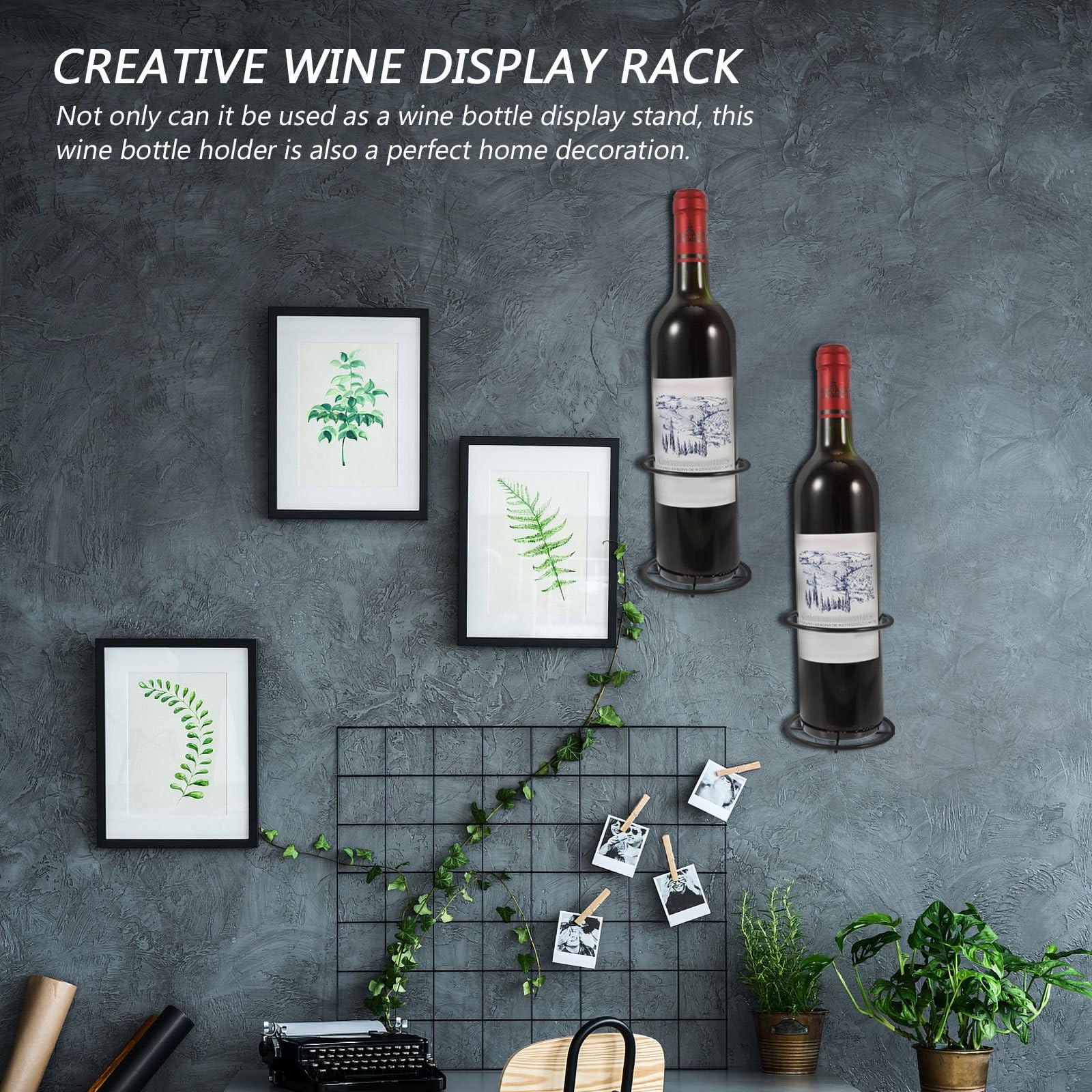 MOCOUM Wall Mounted Wine Racks - 6 Pack Metal Hanging Bottle Holder Downwards Style For Kitchen, Bar Storage - View #7