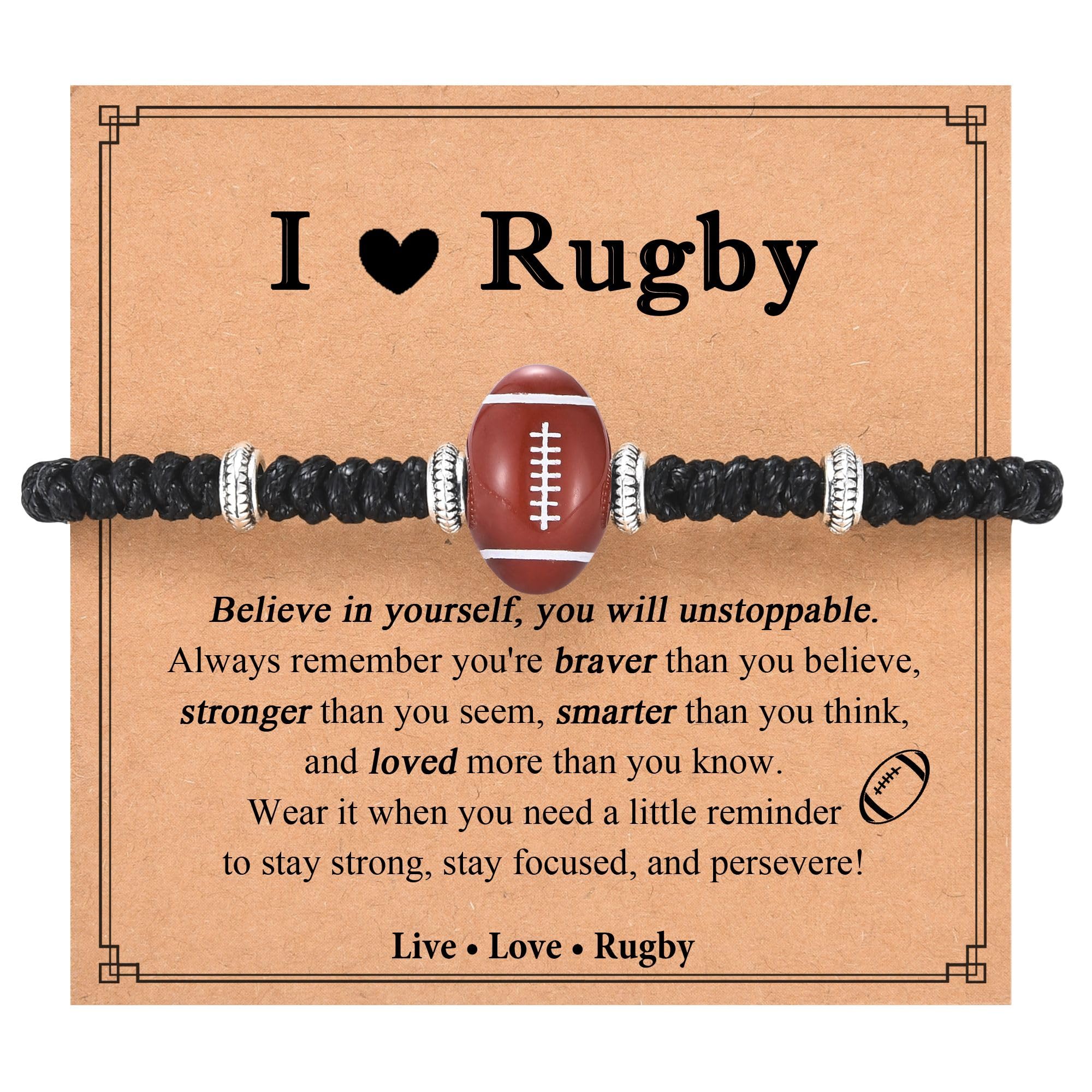 Bracelet de rugby pour garçons, cadeau d'anniversaire, de Noël, de remise de diplôme pour petit-fils, équipe, amis, neveu, frère, cadeaux de Noël