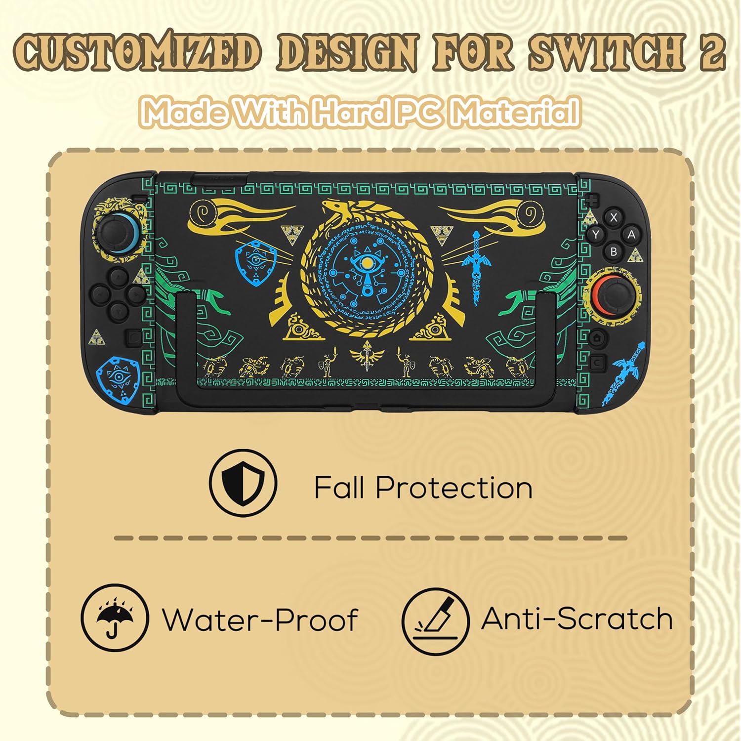 TIKOdirect Protective Case for Switch 2, Hard PC & Dockable Protective Case Compatible with Switch 2, Anti-Scratch and Shock-Absorption Cover Skin, Black