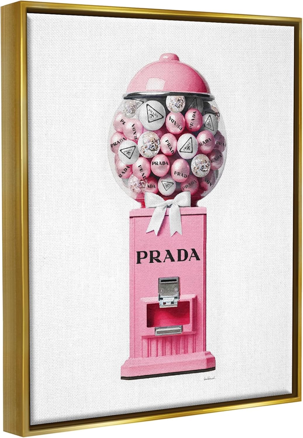 Stupell Industries Pink Glam Gumball Machine Framed Floater Canvas Wall Art by Amanda Greenwood