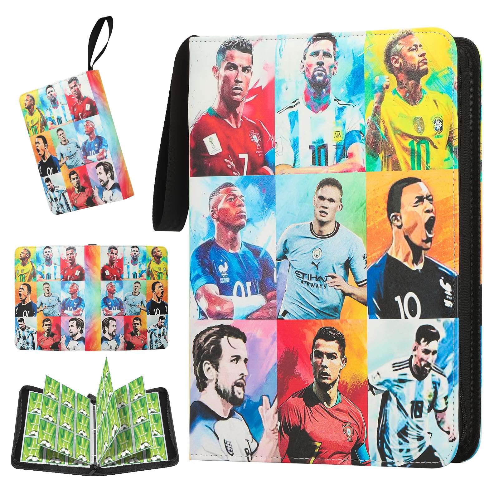 TCGUARD Fußball Sammelalbum mit 720 Taschen für Sportkarten, Fußball Karten etc. Sammelkarten Album für Fußballkarten, Doppel-Seiten mit Wasserdichtes PU und Reißverschluss für Fußball Karten, Fäbig