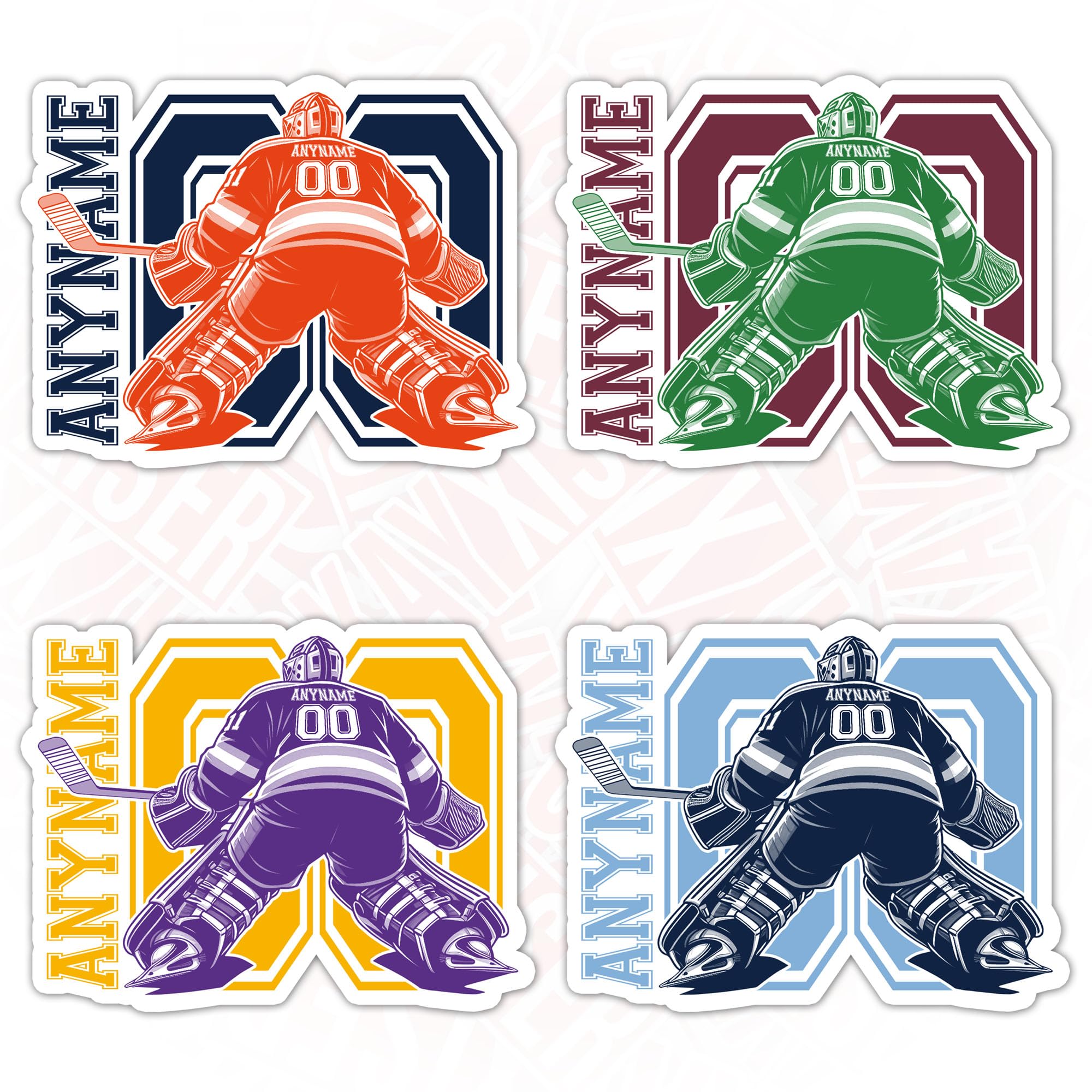 Custom Hockey Goalie Sticker Personalized Name and Number Hockey Stickers Hockey Mom Sports Lover Waterproof Die-Cut Vinyl Laptop Sticker, Water Bottle Sticker, Funny Car Birthday Gifts for Her Him