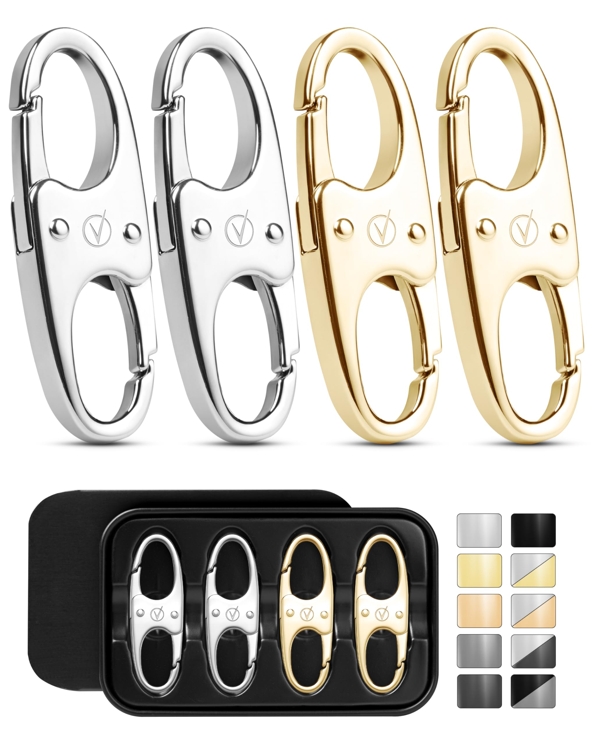 Vantamo Premium 4 Zipper Clips Anti Theft for Backpack, Luggage & Purse, Pull Replacement Zipper Locks, Purse Clip for Travel