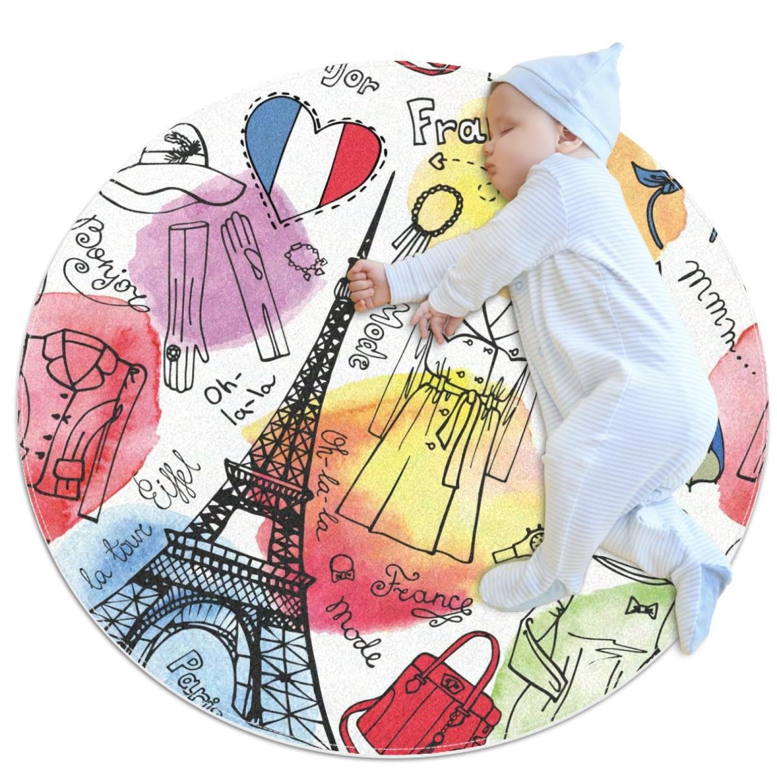 Tapis rond 1m de diamètre antidérapant pour chambre et salon