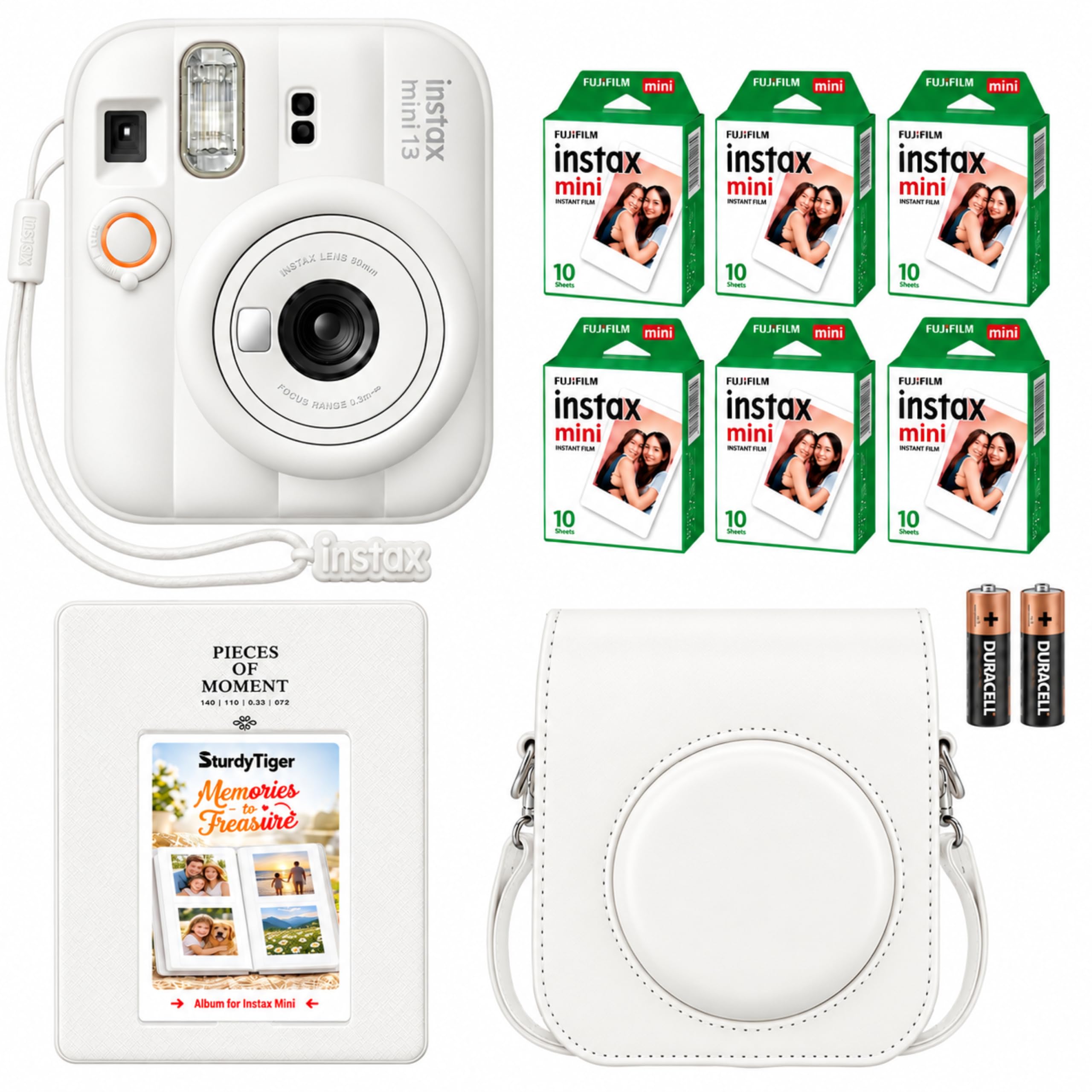 Fujifilm Instax Mini 13 Instant Camera Clay White with 60 Sheets of Film
