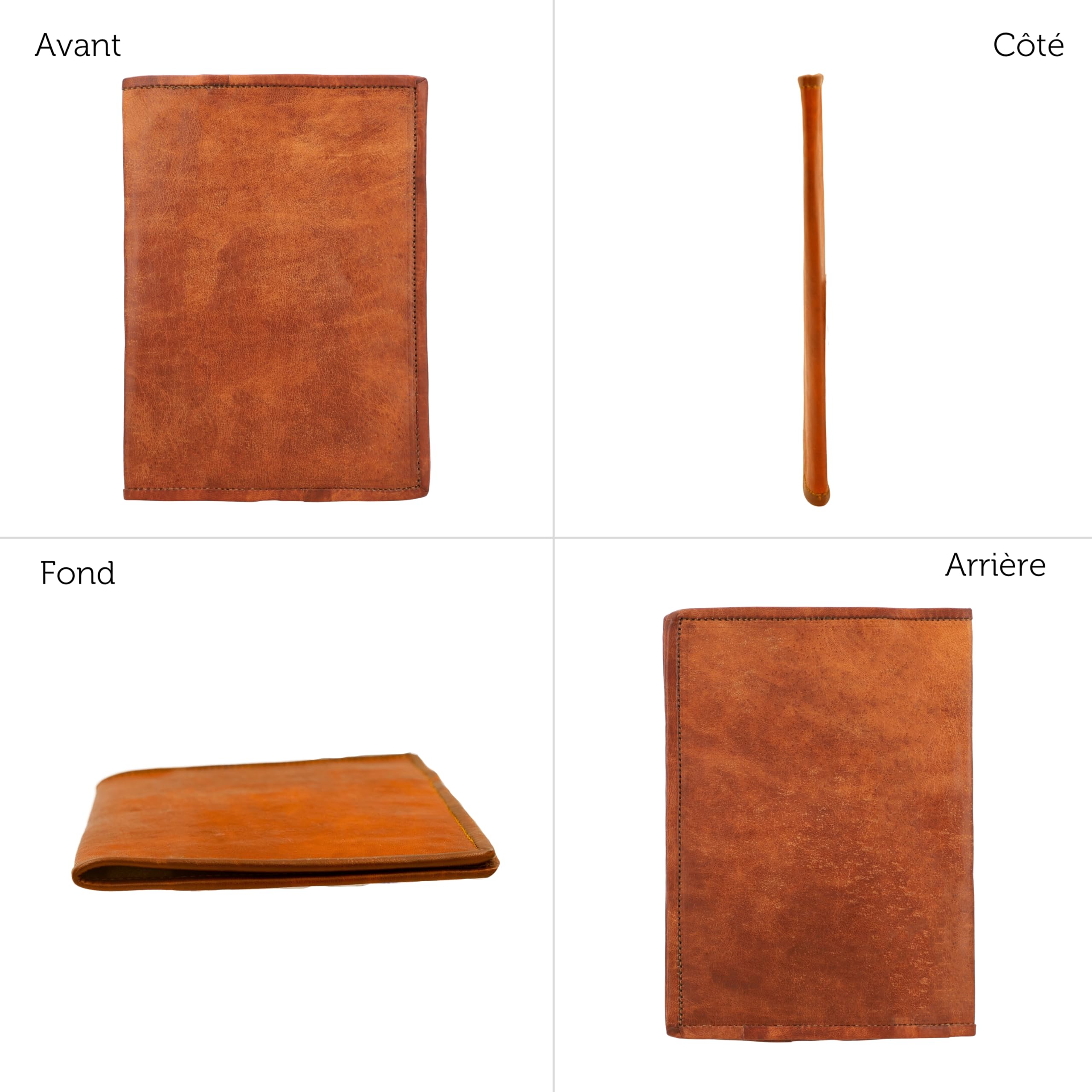 Gusti Cuir nature „Becky“couverture de livre protège-document protège-cahier protège bloc-notes format A5 homme femme cuir de chèvre marron clair P4