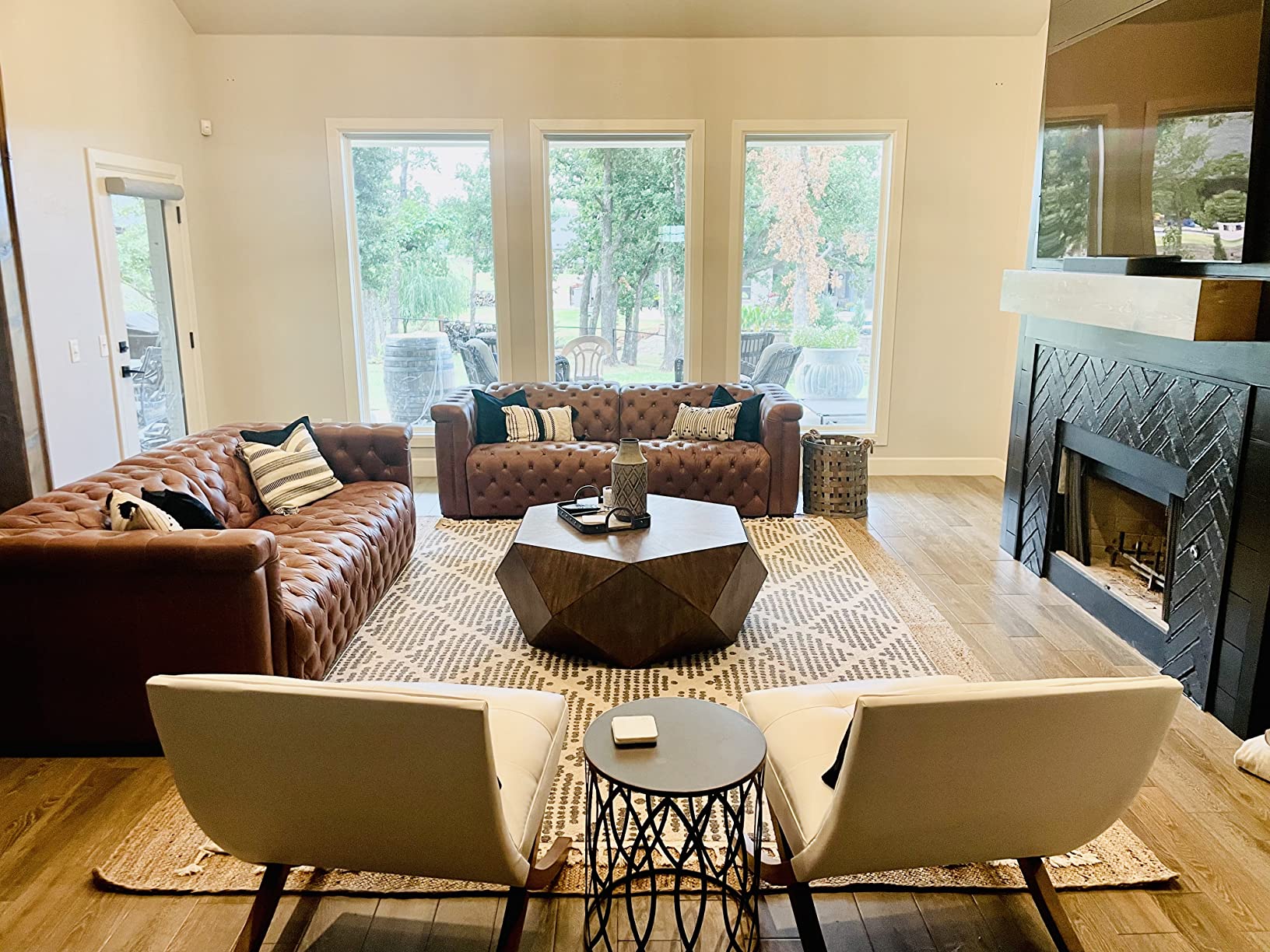 44/mo Finance Uttermost U25423 Volker Coffee Table, 18" H x 48" W x 43.8" D, Burnished Honey