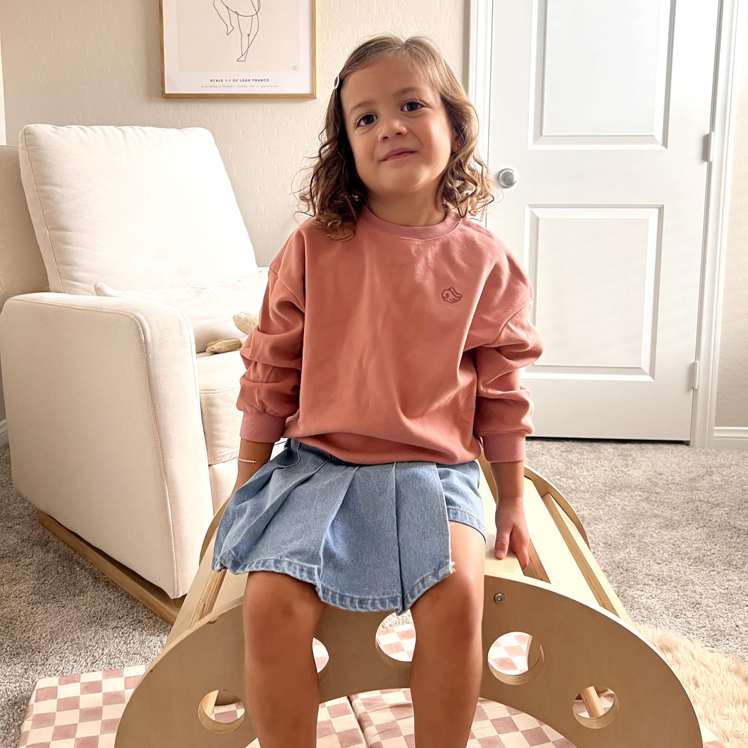 About Baby Shop- Girls and Boys Arven Sweatshirt with Angel Embroidered Logo (US, 2T, Rose)