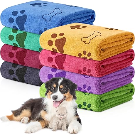 Chumia 8 Pack Pet Towels for Drying Dogs Large