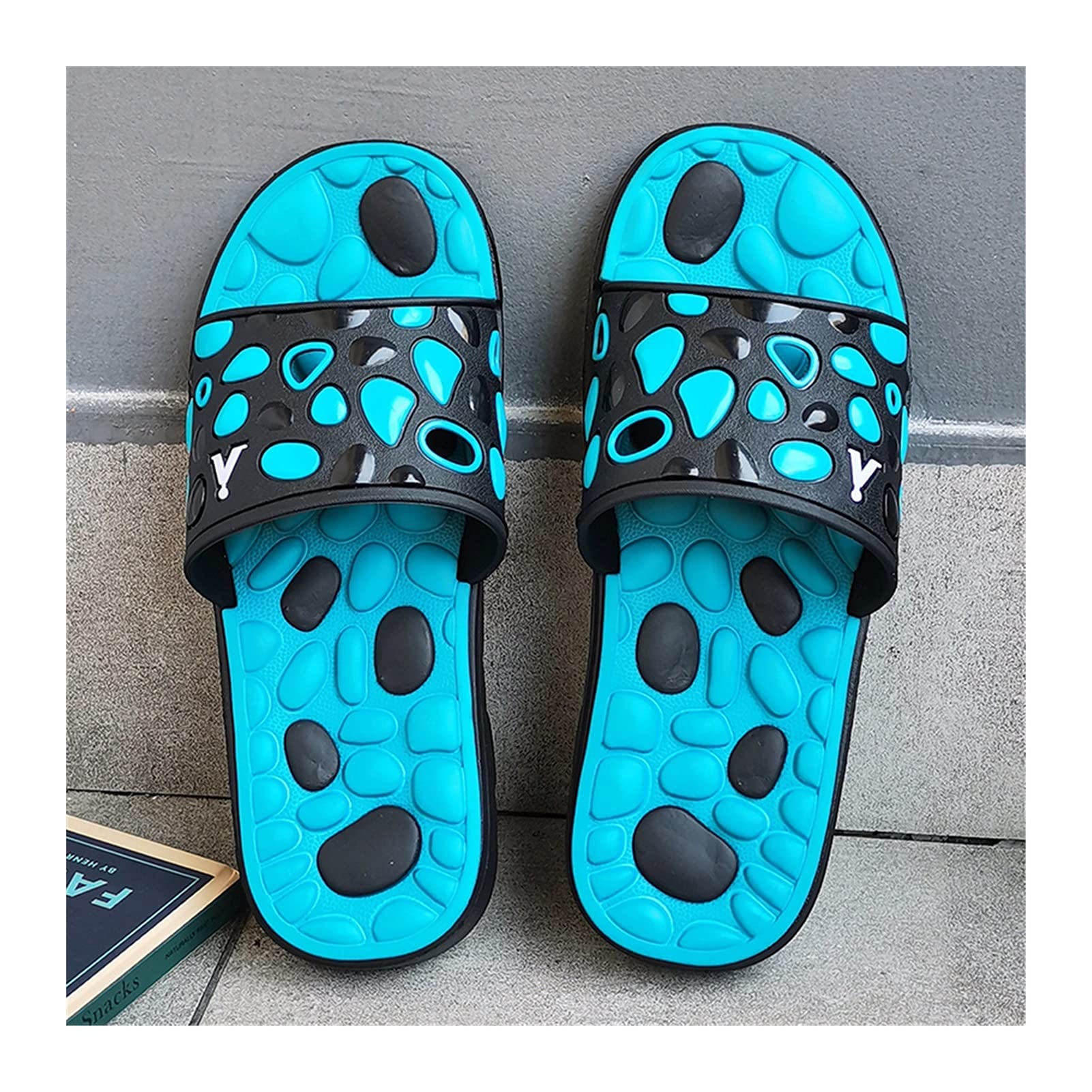 Shoes Men Home Slippers Non-Slip Wear Resitant Comfort Mans Slipper for Seasons Soft Shower Shoes Color Black Blue