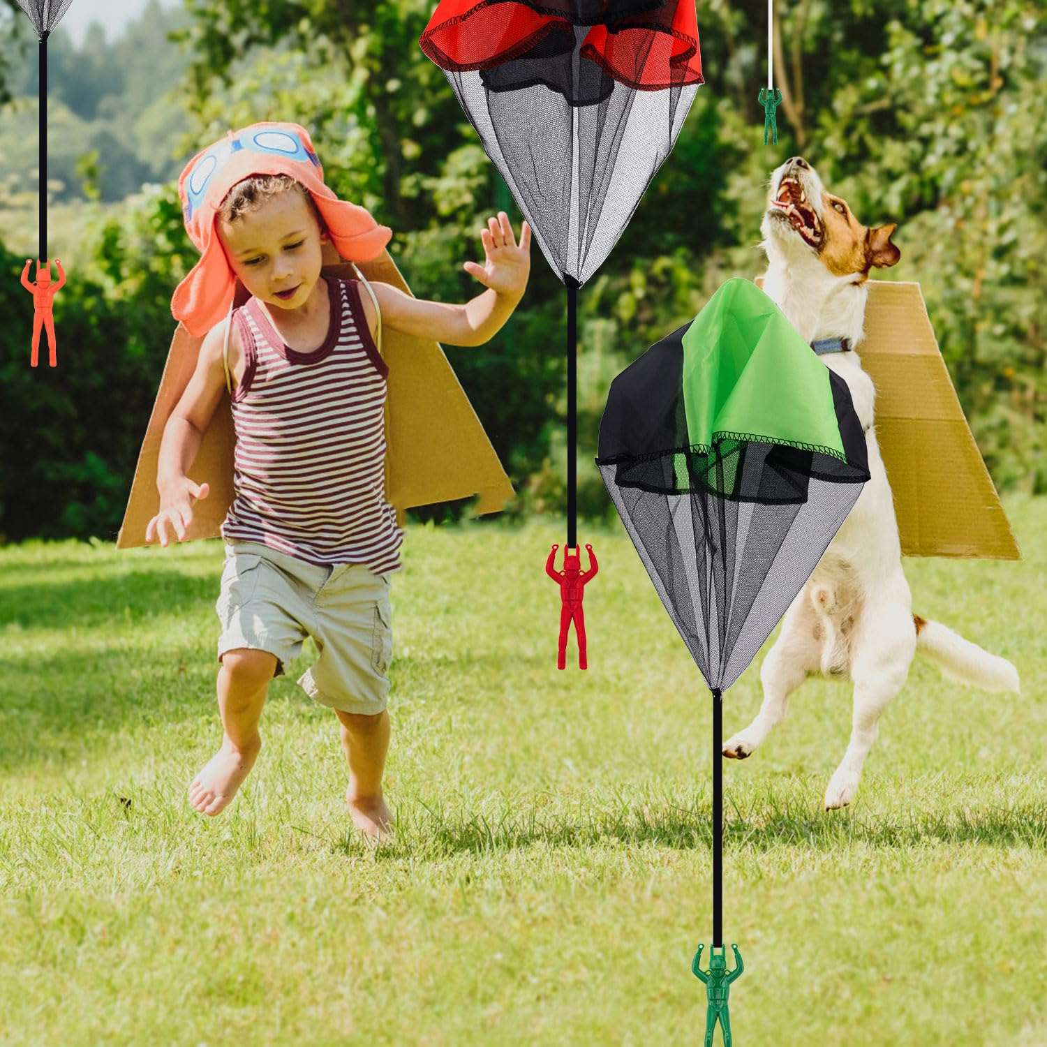 Lot De 5 Parachutes Jouets à Lancer – Vert Kaki, Sans Batterie, Léger, Pour Enfants Et Adultes