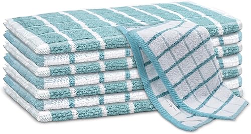 Miniatura 2 de Urban Villa Juego de 6 paños de cocina de rizo para cocina, color índigo, aguamarinablanco, juego de 6 paños de secado rápido, algodón altamente
