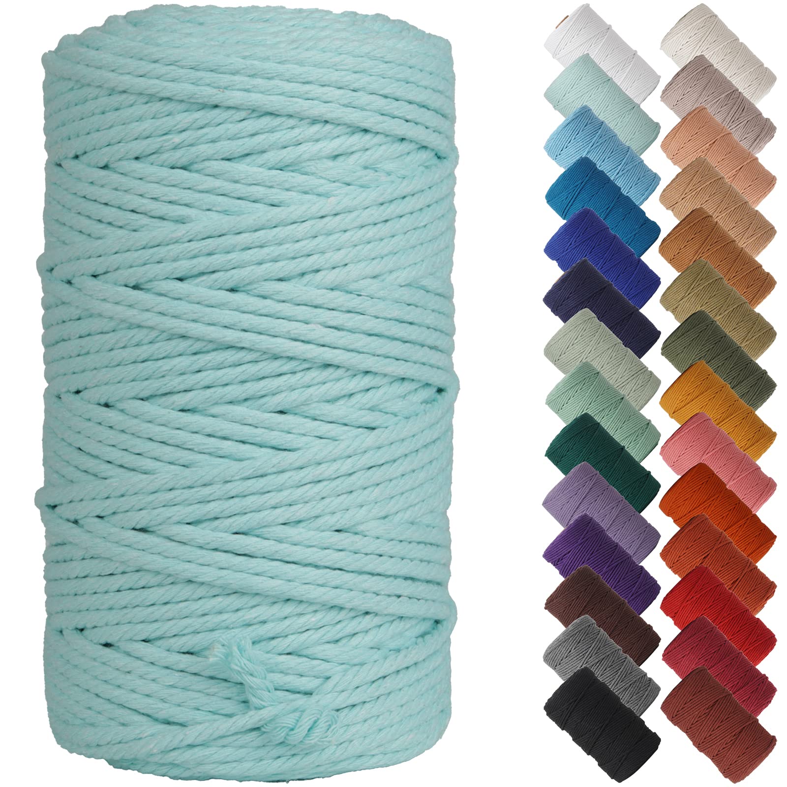 NOANTA - Hilo de macramé azul claro, 4 mm x 100 m, hilo de algodón para