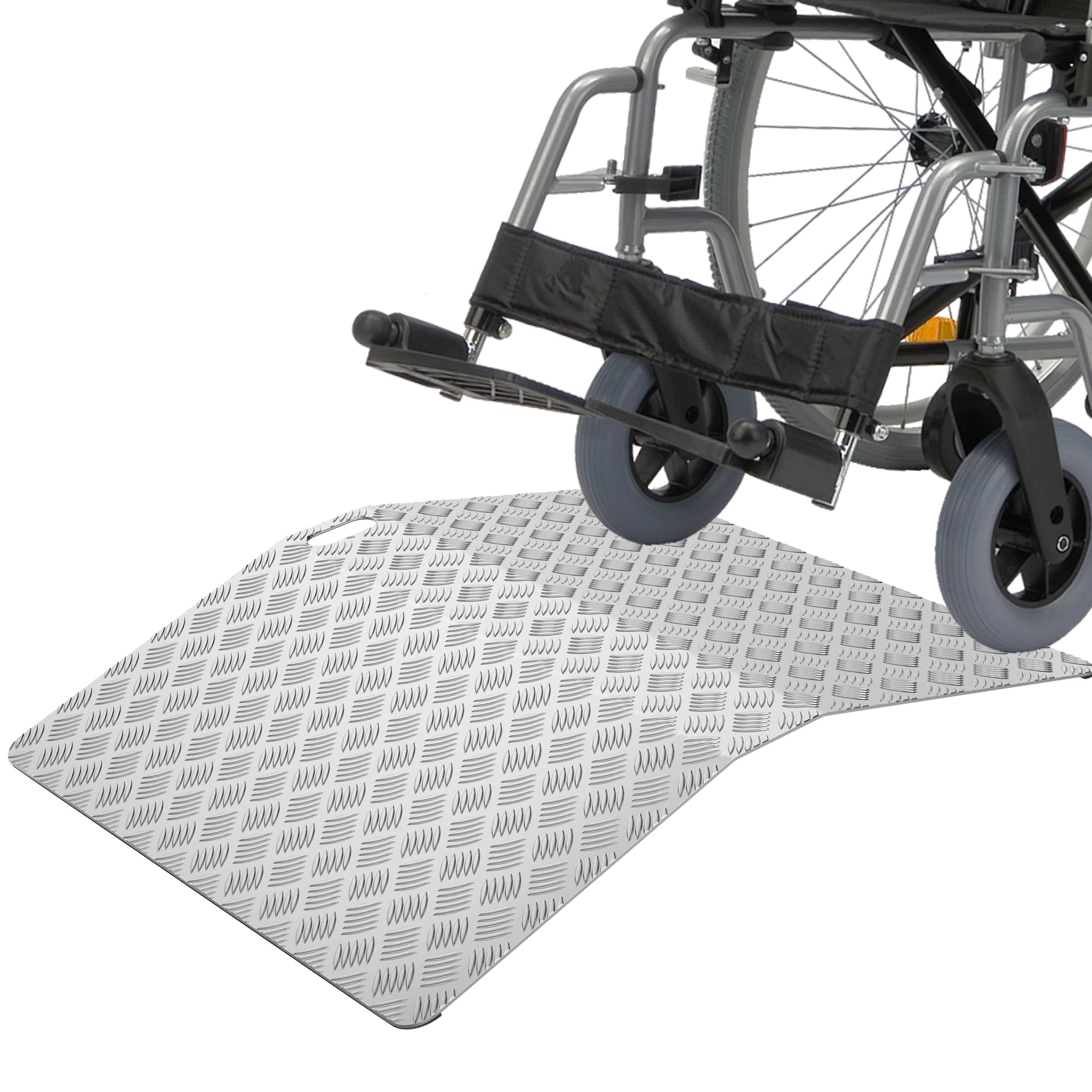 FIVMEN Rampa para silla de ruedas de aluminio, rampa de umbral de puerta, rampa para silla de ruedas, capacidad de carga 270 kg, rampa de umbral de puerta, bordillo, altura 10 cm, ancho 100 cm