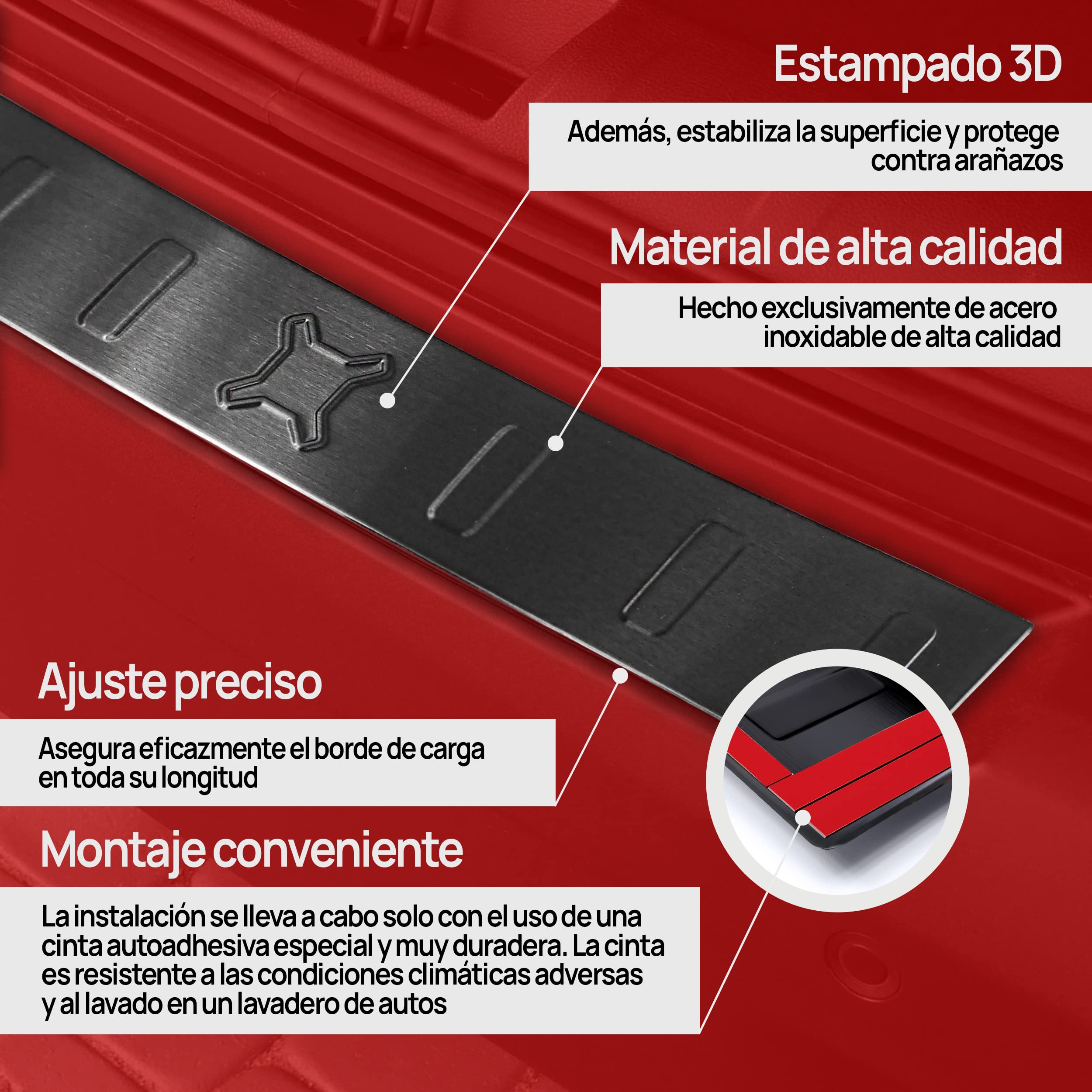 CHROMEMASTER | Protector de Parachoques | Compatible con Mercedes Vito Classe V W447 2014- | Acero Inoxidable Cepillado, Grafito Mate| La Tira Protectora Protegerá Tu Coche contra Arañazos y Daños